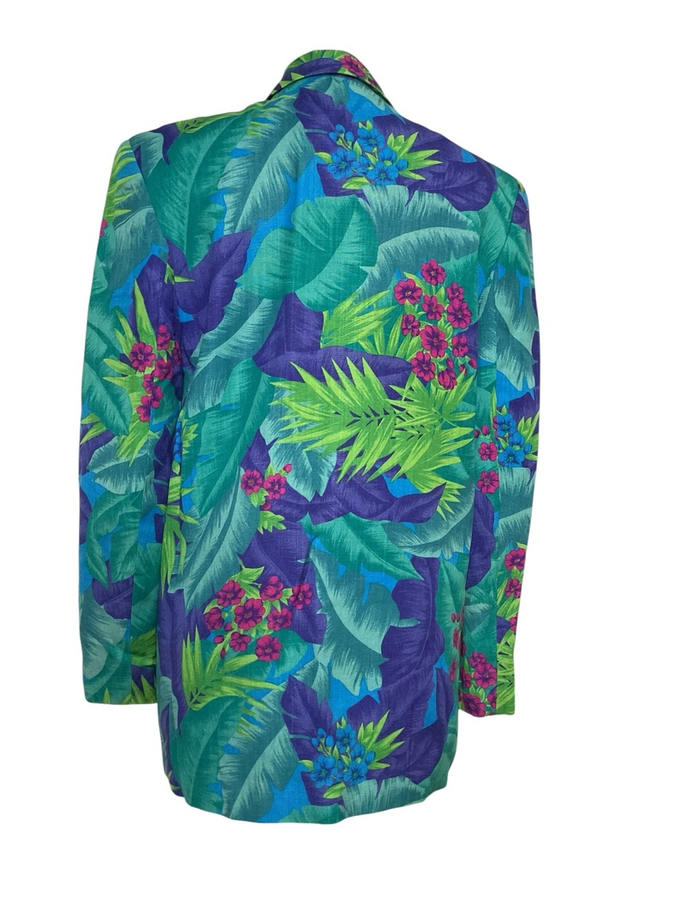 Vintage Liz Claiborne Collection Tropical Linen Blazer Floral Palm Print Women's - Picture 4 of 7